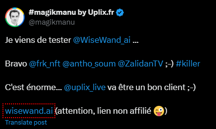 Avis d'utilisateur Wisewand — capture 7