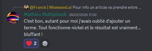 Avis d'utilisateur Wisewand — capture 17